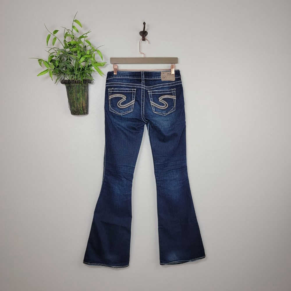 Silver Frances 22" Flare Bootcut Jeans Low Rise Dark Blue Western Cowgirl 27 - Picture 10 of 12